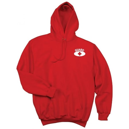 Hooded Pullover Sweatshirt, Red W/ GUARD Logo In White - XX-Large